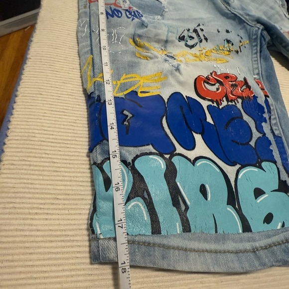 Revolution Blue and Red Graffiti Shorts - Picture 2 of 9